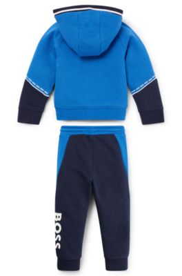 Kids' cotton-blend tracksuit with contrast logos, Blue