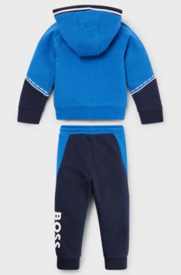 Kids' cotton-blend tracksuit with contrast logos, Blue