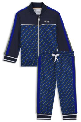 Kids' tracksuit with printed monograms, Dark Blue