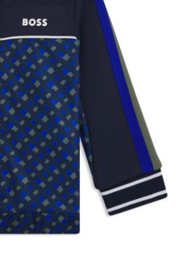 Kids' tracksuit with printed monograms, Dark Blue