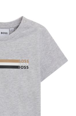 Kids' shorts and T-shirt set with logo details, Light Grey