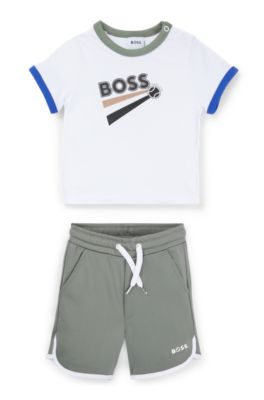 BOSS Ensemble pour enfant avec short et t shirt en coton melange a logo