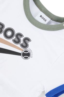 Kids' set of cotton-blend branded shorts and T-shirt, Patterned