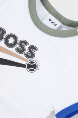 Kids' set of cotton-blend branded shorts and T-shirt, Patterned