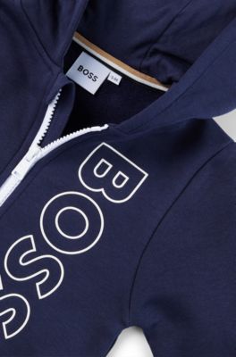 Kids' cotton-blend tracksuit with vertical logos, Dark Blue