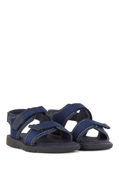 Kids' two-tone sandals with logo strap, Dark Blue