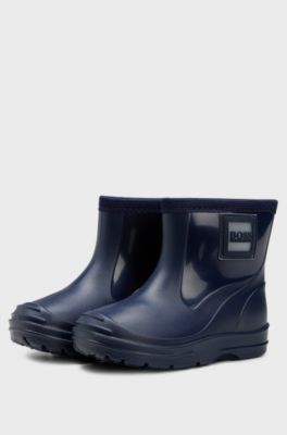 Kids' rain boots with logo badge, Dark Blue