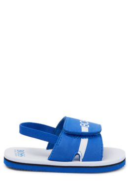 Kids' sandals with touch-closure logo strap, Blue