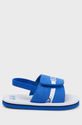 Kids' sandals with touch-closure logo strap, Blue