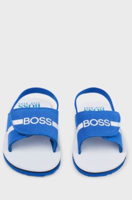 Kids' sandals with touch-closure logo strap, Blue