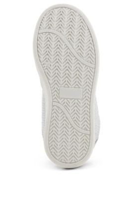 Kids' trainers in leather with branded touch closure, White