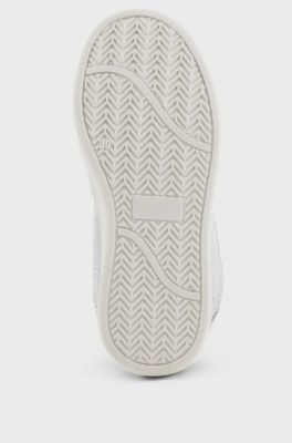 Kids' trainers in leather with branded touch closure, White