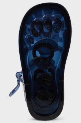 Kids' transparent sandals with contrast logo, Dark Blue