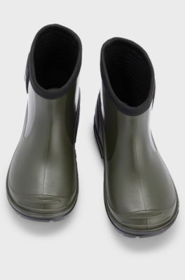 Kids' PVC rain boots with logo label, Dark Green