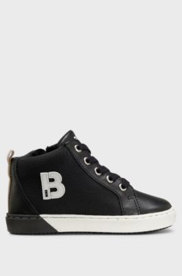 Kids' mid-top trainers with 'B' detail, Black