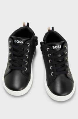 Kids' mid-top trainers with 'B' detail, Black