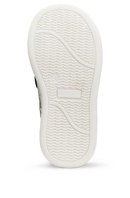 Baskets en cuir &agrave; bride logot&eacute;e pour enfant, Noir