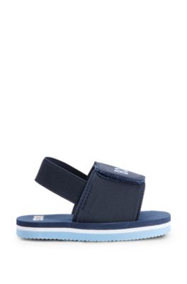 Kids' slides with ankle strap and logo detailing, Dark Blue