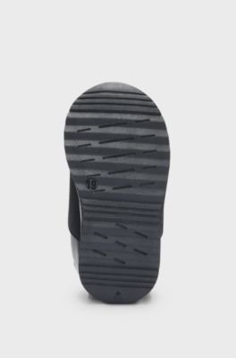 Kids' trainers in leather and mesh with logo strap, Black