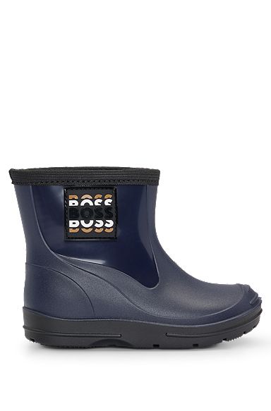 Kids' rain boots with branded label, Dark Blue