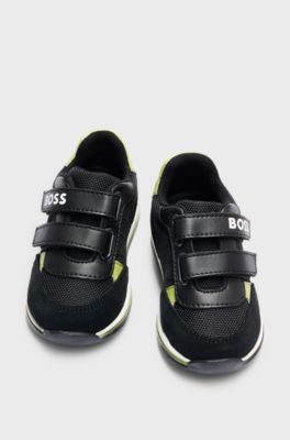 Kids' trainers with touch closures and logo details, Black