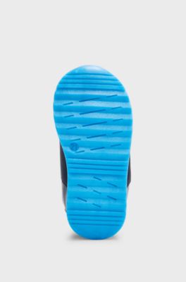 Sneakers per bambini in pelle e mesh con fascia brandizzata, Blu scuro