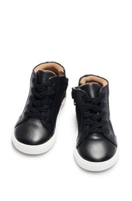 Kids' high-top trainers with logo details, Black