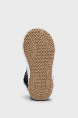 Kids' high-top trainers with logo details, Black