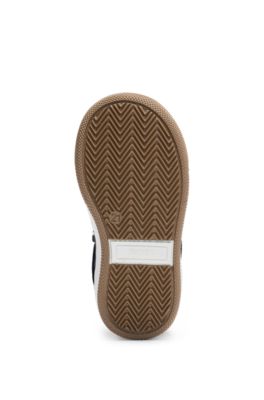 Kids' trainers with monogram pattern and touch closure, Black