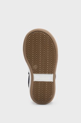 Kids' trainers with monogram pattern and touch closure, Black