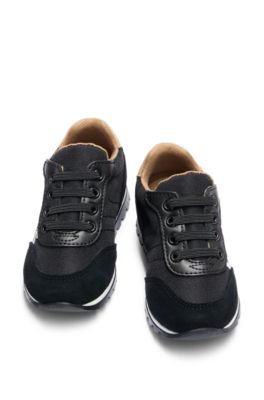 키즈 콘트라스트 로고 하이브리드 스니커즈, 블랙