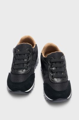 Kids' hybrid trainers with contrast logo, Black