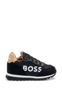 Kids' hybrid trainers with contrast logo, Black