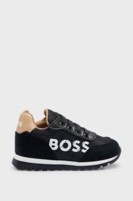 Kids' hybrid trainers with contrast logo, Black
