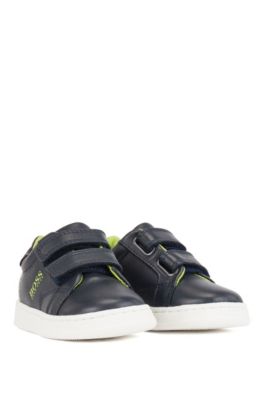 kids black leather trainers
