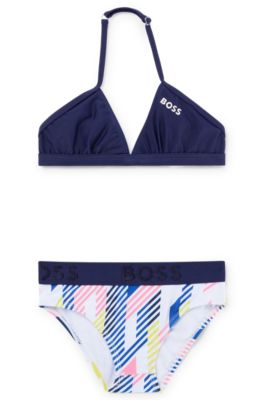 Kids' bikini set with logo details, Dark Blue