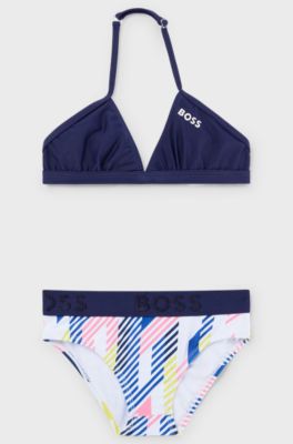 Kids' bikini set with logo details, Dark Blue