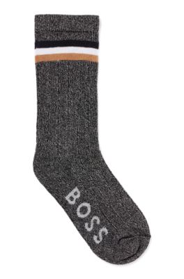 Kids' cotton-blend socks with signature stripe and logo, Black