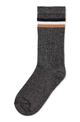 Kids' cotton-blend socks with signature stripe and logo, Black