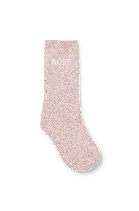 Kids' regular-length socks with contrast logo, Dark pink