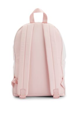 Kids' logo backpack in canvas and mesh, Dark pink