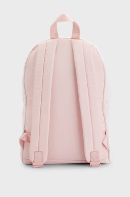 Kids' logo backpack in canvas and mesh, Dark pink