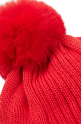 Kids-M&uuml;tze aus gestrickter Baumwolle mit Glitzer-Logo, Rot