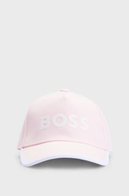 Kids' cap in cotton twill with contrast logo, Dark pink