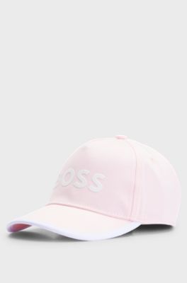 Kids' cap in cotton twill with contrast logo, Dark pink