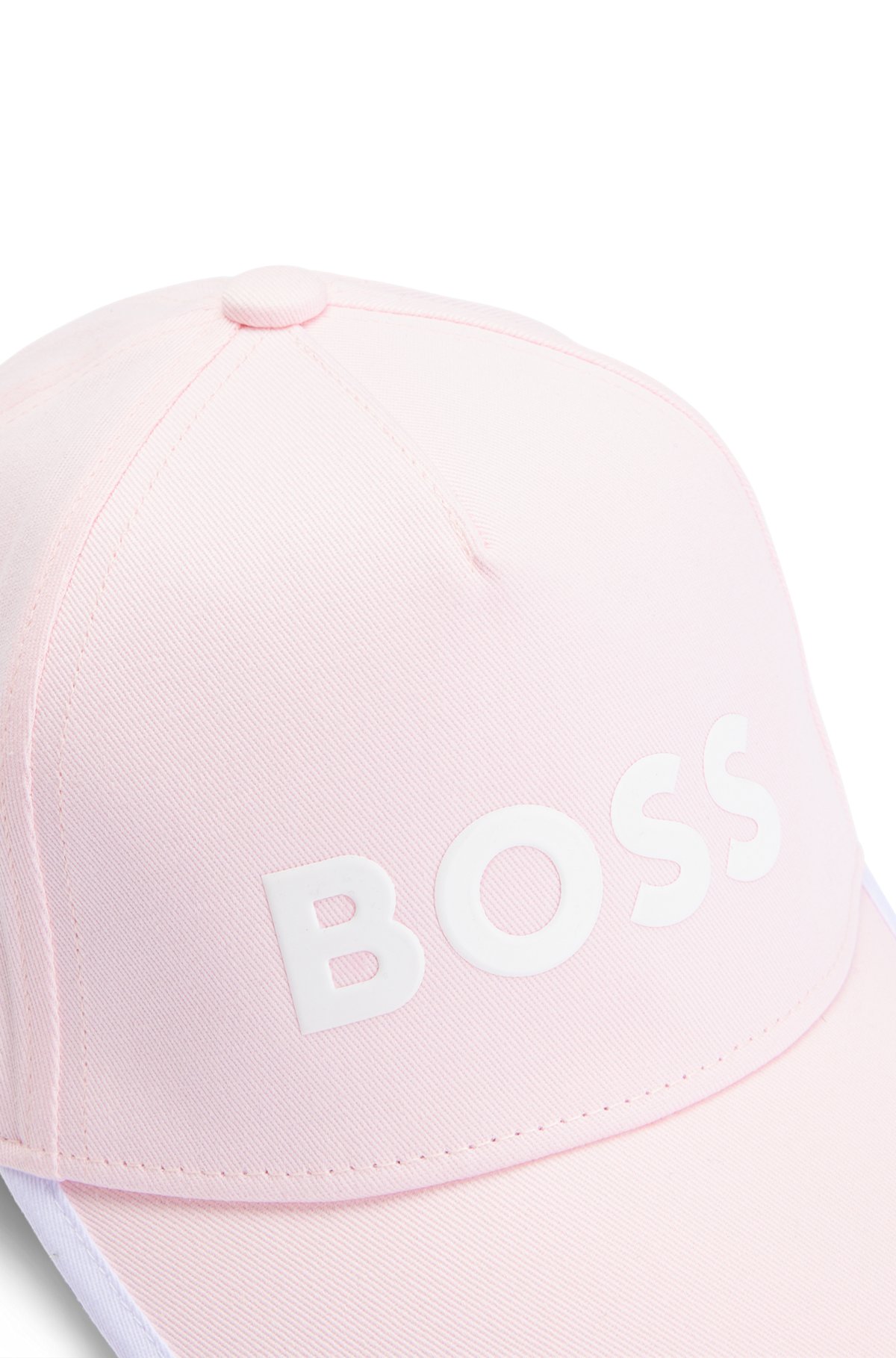 Kids' cap in cotton twill with contrast logo, Dark pink