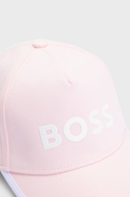 Kids' cap in cotton twill with contrast logo, Dark pink