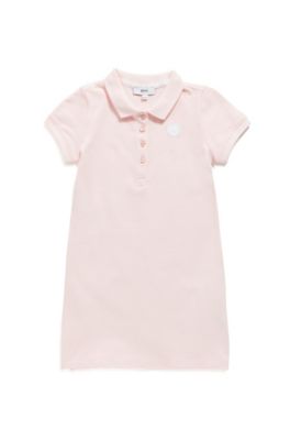 Vestito da bambina con collo a polo in piqu&eacute; di cotone elasticizzato, Rosa chiaro