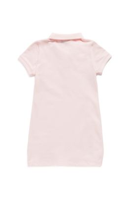 Vestito da bambina con collo a polo in piqu&eacute; di cotone elasticizzato, Rosa chiaro