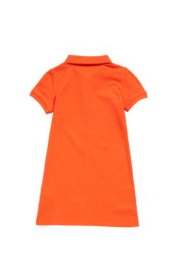 Vestito da bambina con collo a polo in piqu&eacute; di cotone elasticizzato, Arancione